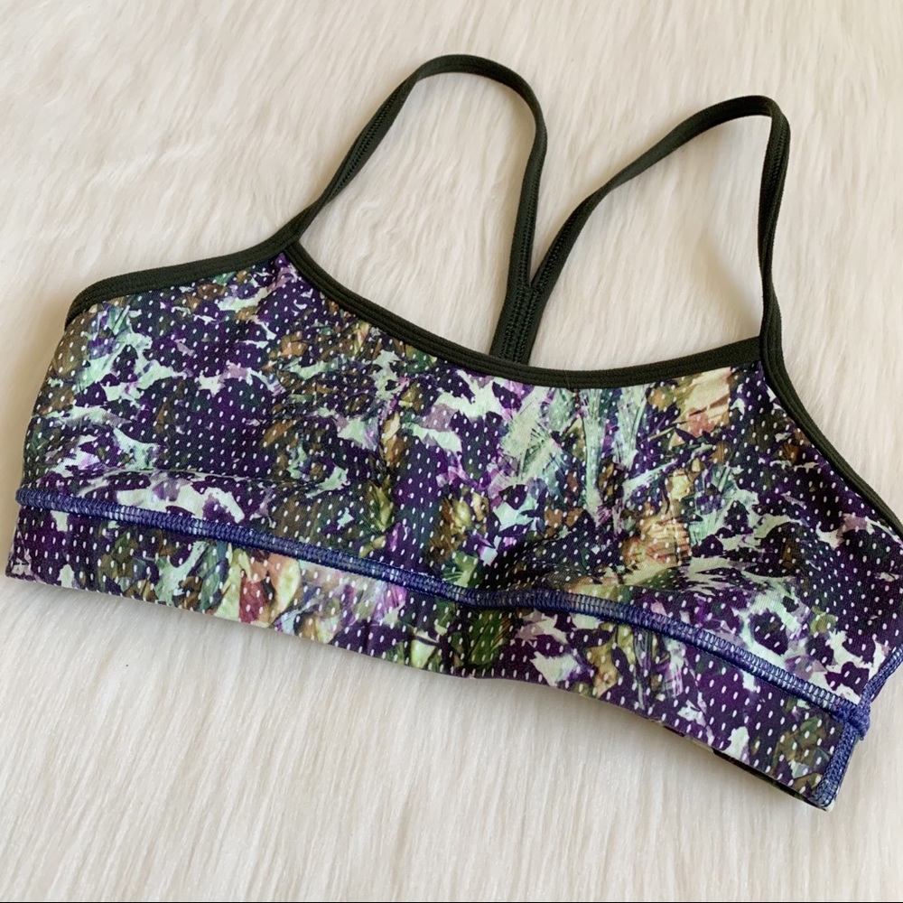 Lululemon Flow Y Bra IV Floral Sport Gator Green - Picture 12 of 13
